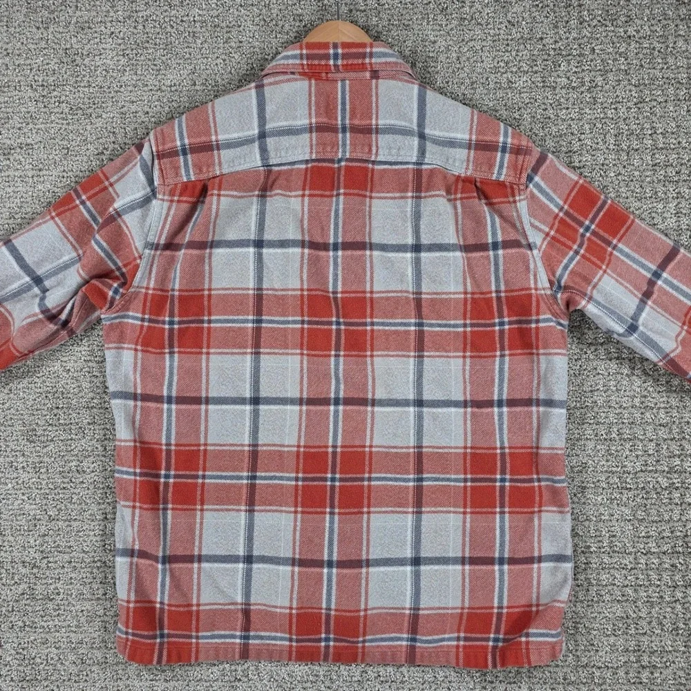 Patagonia Mens‎ Cotton Fjord Flannel Shirt Medium Orange Long Sleeve Plaid